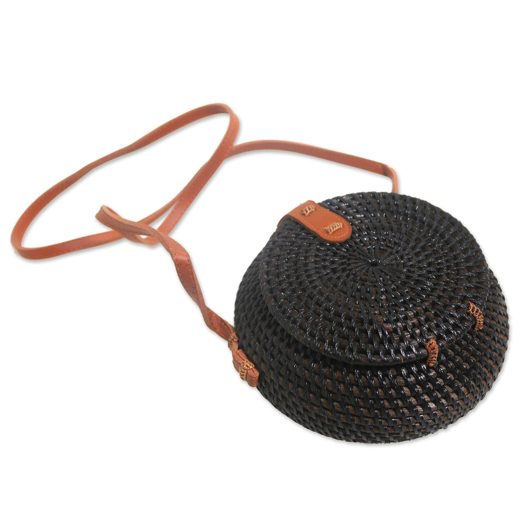 Bamboo Sling Bag with Faux Leather Accents - Rally Round in Black