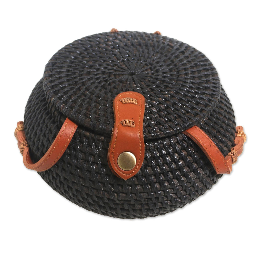 Bamboo Sling Bag with Faux Leather Accents - Rally Round in Black