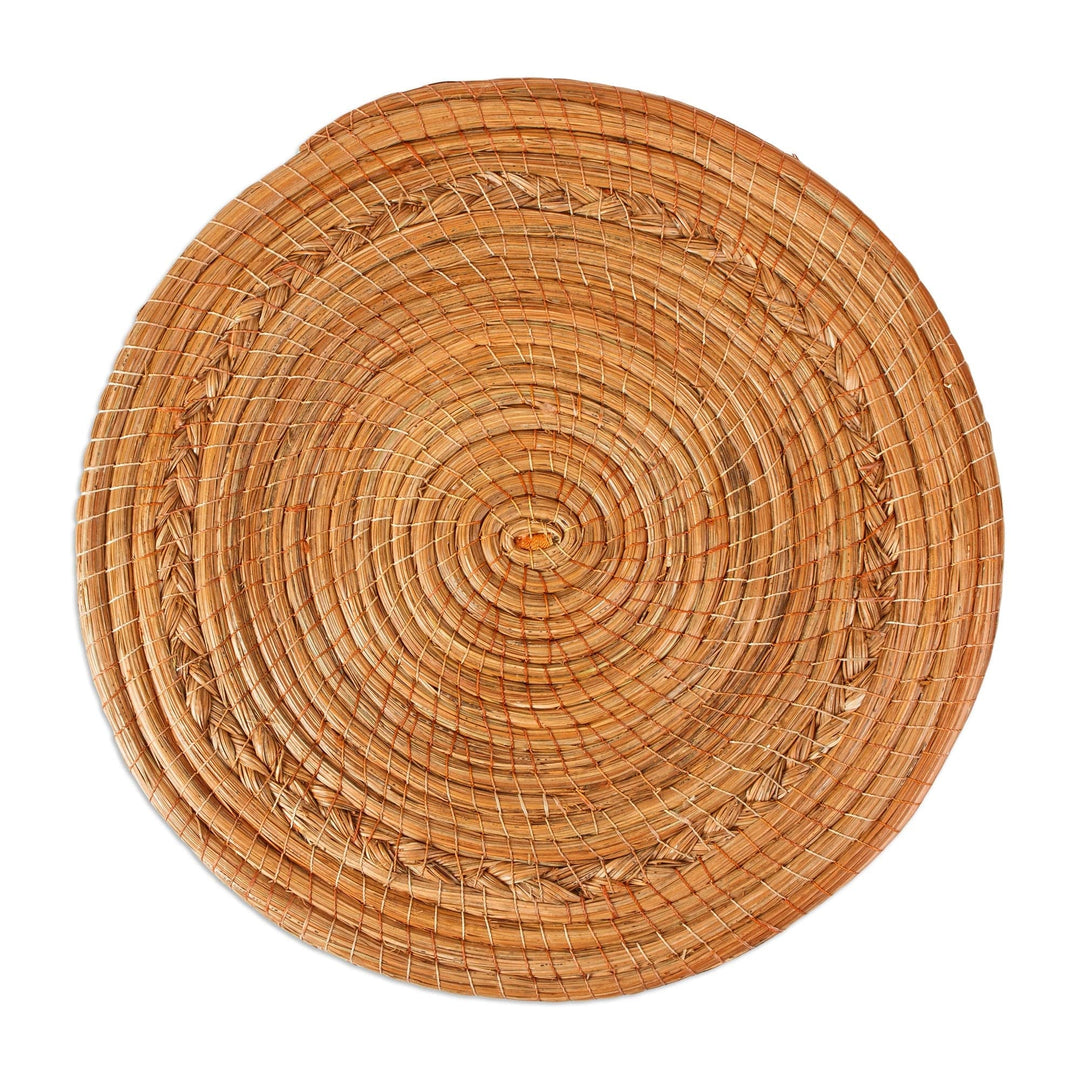 Coiled Natural Pine Needle Placements from Mexico (Set of 4) - Forest Circles