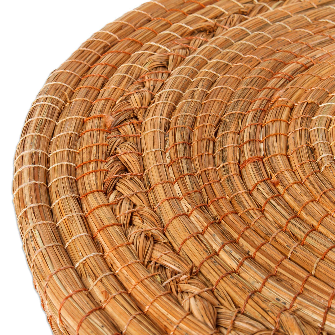 Coiled Natural Pine Needle Placements from Mexico (Set of 4) - Forest Circles