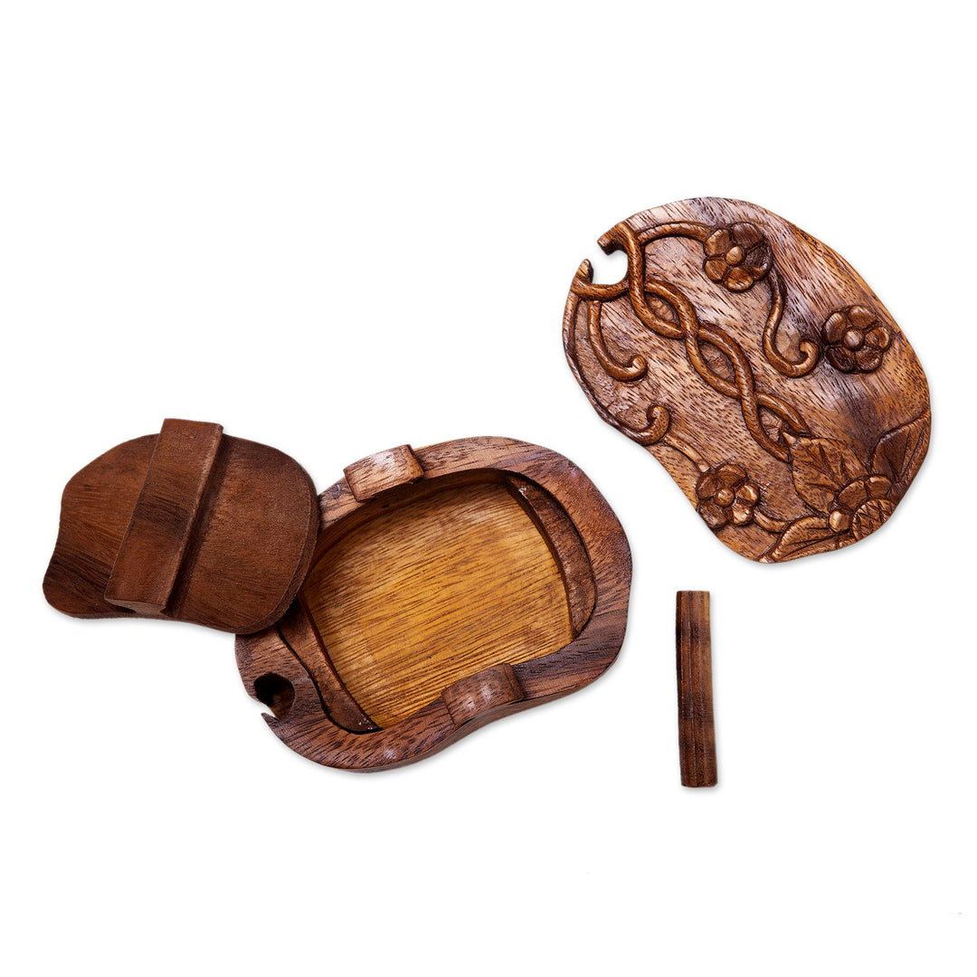 Decorative Suar Wood Puzzle Box - Autumn Treasure