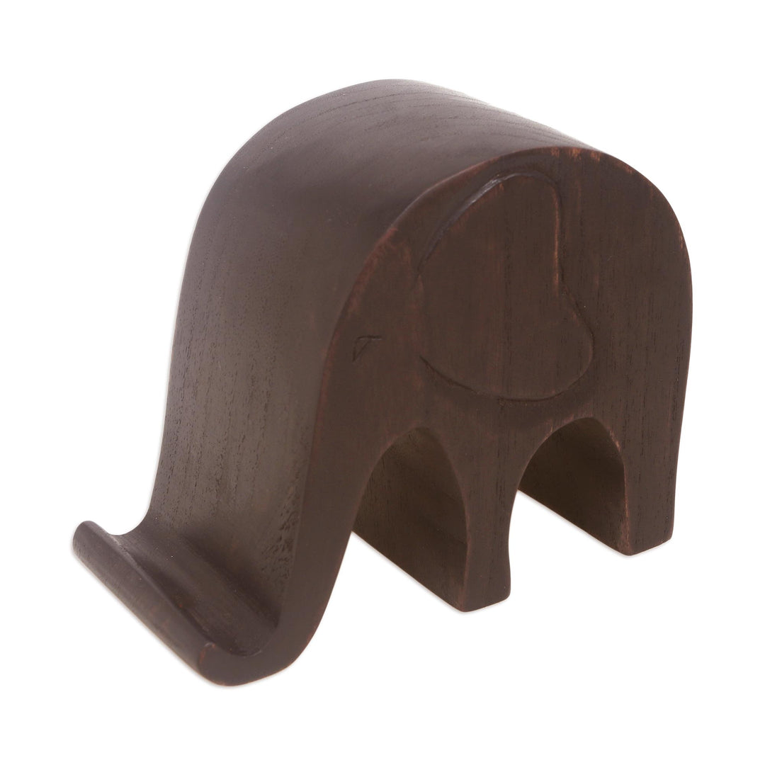 Jempinis Wood Elephant Phone Holder - An Elephant Never Forgets