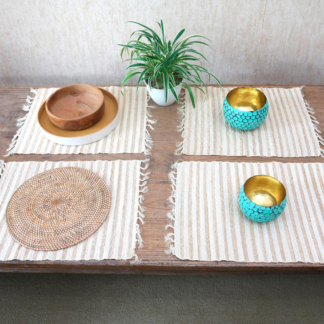 Woven Cotton Blend Placemats from Bali (Set of 4) - Traditional Table