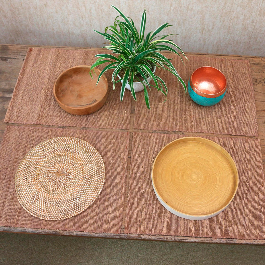 Cotton and Natural Fiber Placemats from Bali (Set of 4) - Dark Espresso