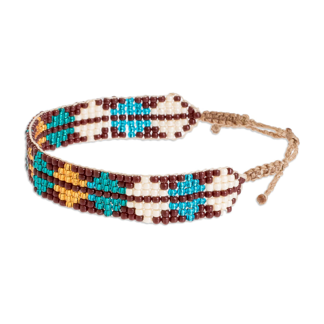 Multicolored Glass Beaded Diamond Wristband Bracelet - Earth Diamonds