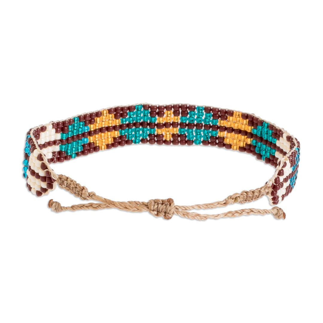 Multicolored Glass Beaded Diamond Wristband Bracelet - Earth Diamonds