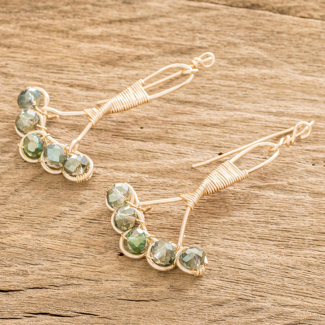 Handcrafted Beaded Dangle Earrings - Golden Vista