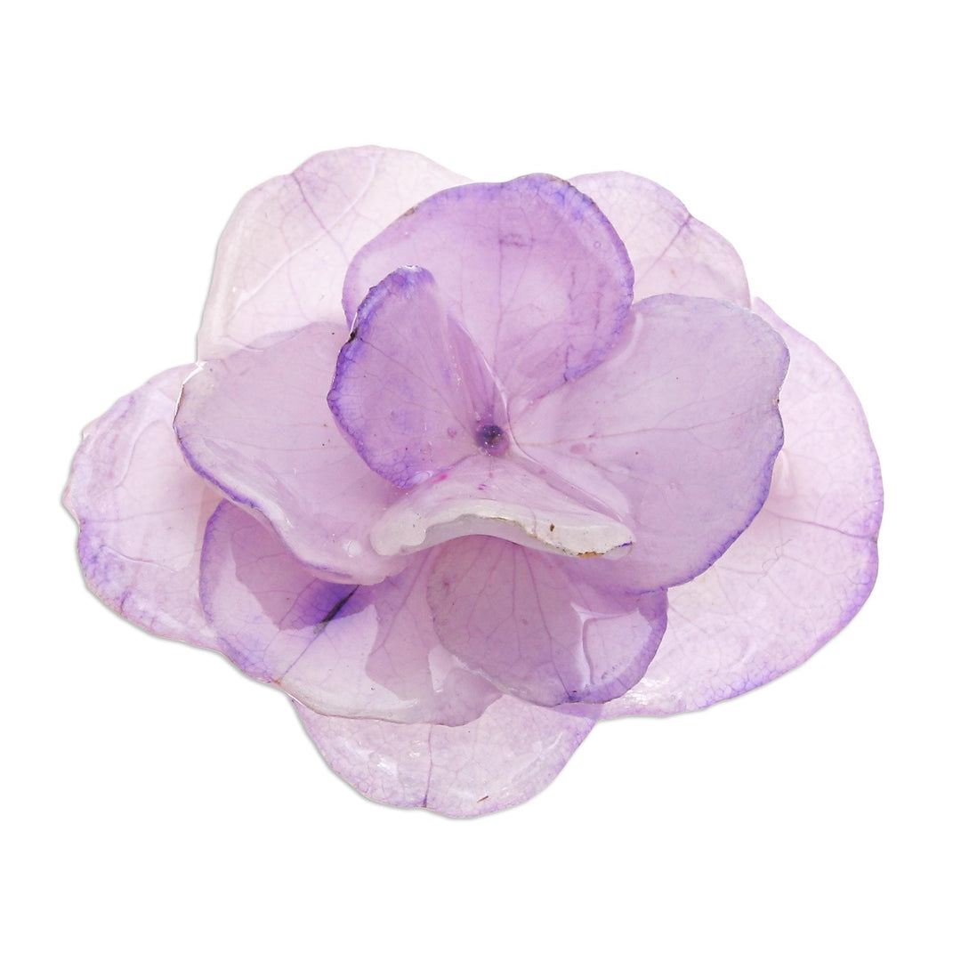 Thai Preserved Violet Hydrangea Brooch Pin - Violet Hydrangea