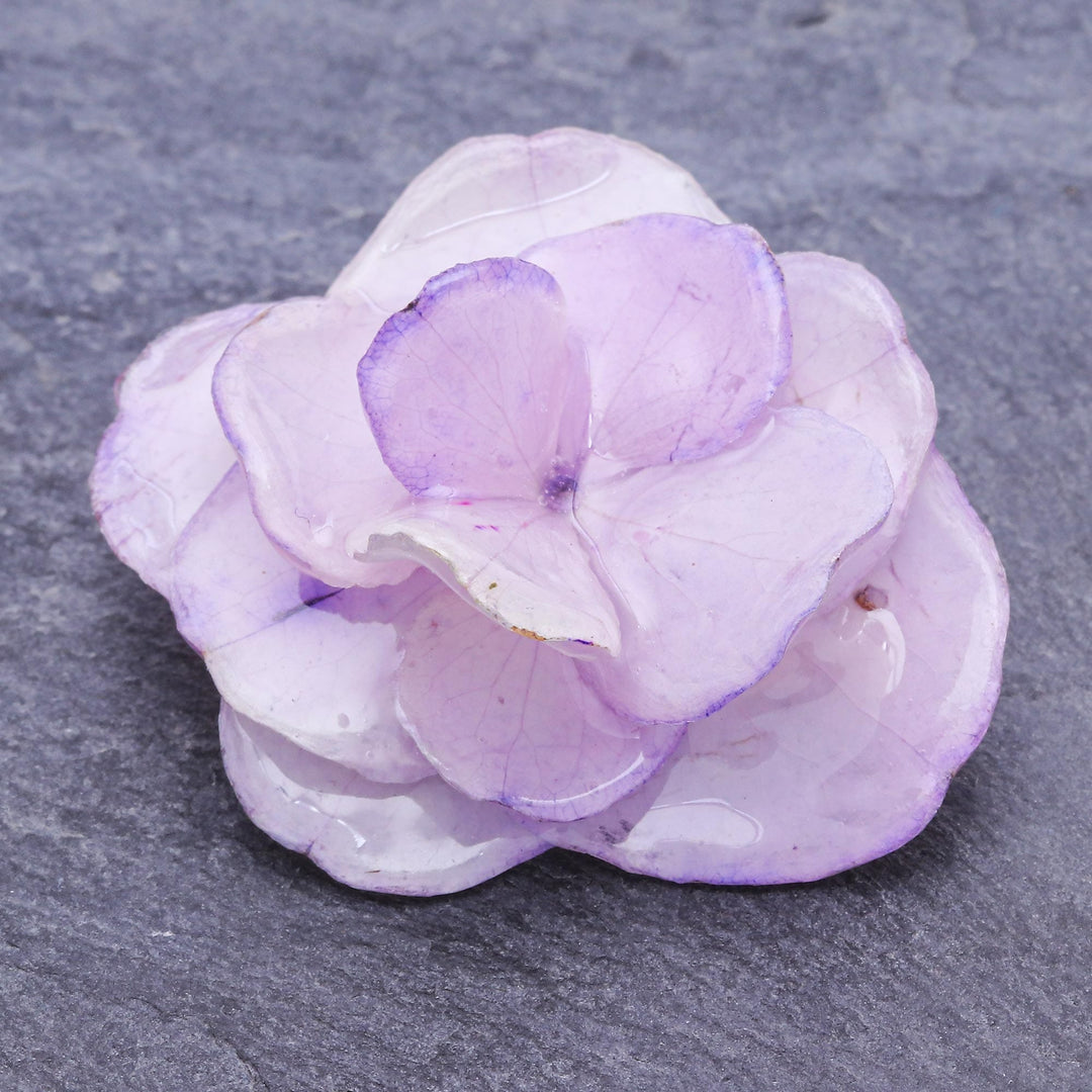 Thai Preserved Violet Hydrangea Brooch Pin - Violet Hydrangea