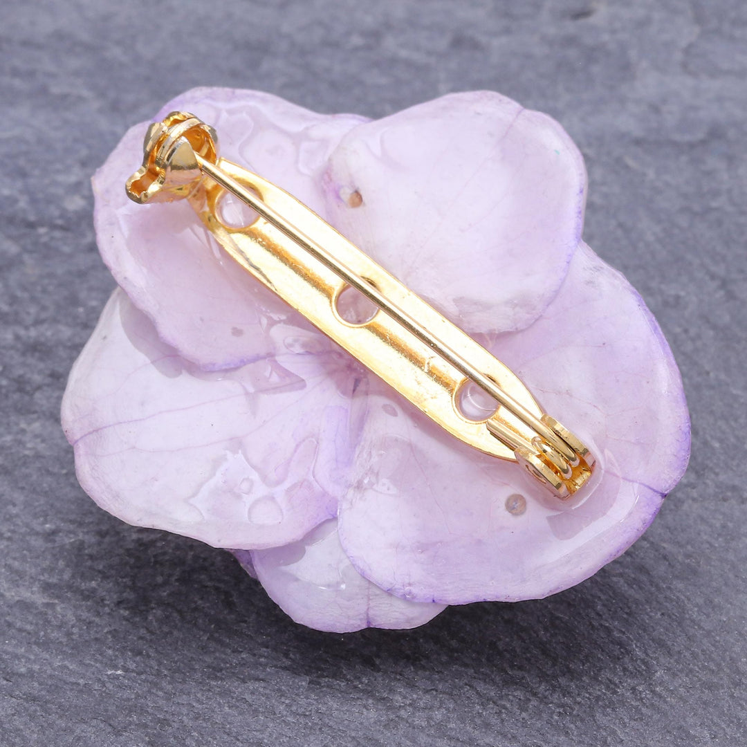 Thai Preserved Violet Hydrangea Brooch Pin - Violet Hydrangea