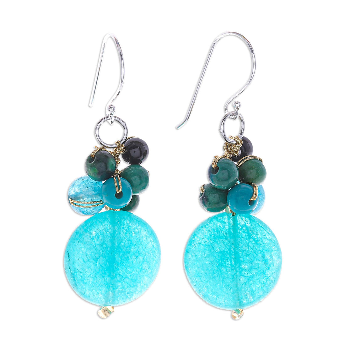 Multi-stone Turquoise Colored Dangle Earrings from Thailand - Cyan Baubles