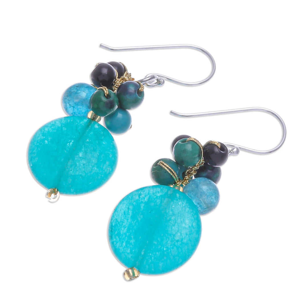 Multi-stone Turquoise Colored Dangle Earrings from Thailand - Cyan Baubles