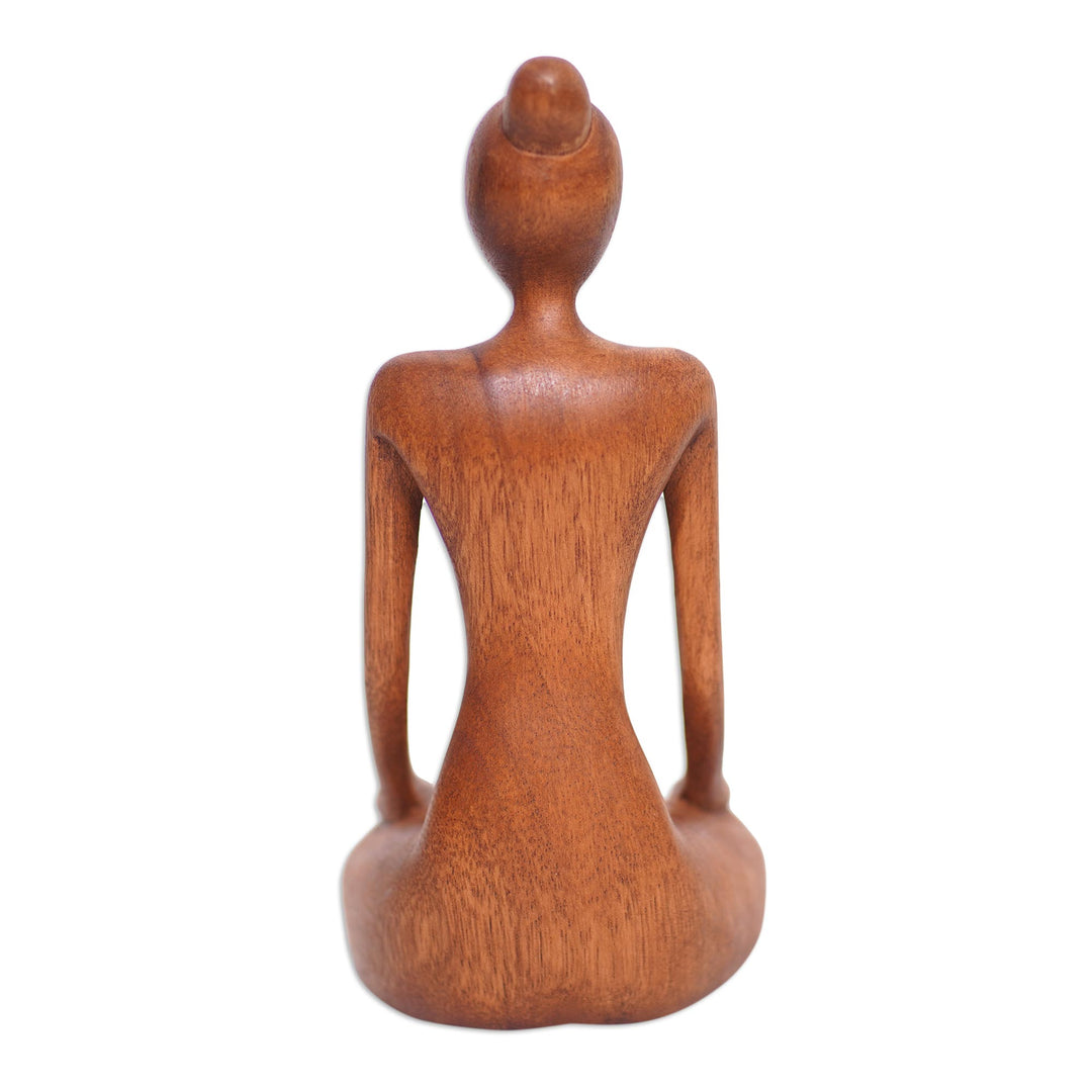 Suar Wood Statuette with Meditation Motif - Calm Down