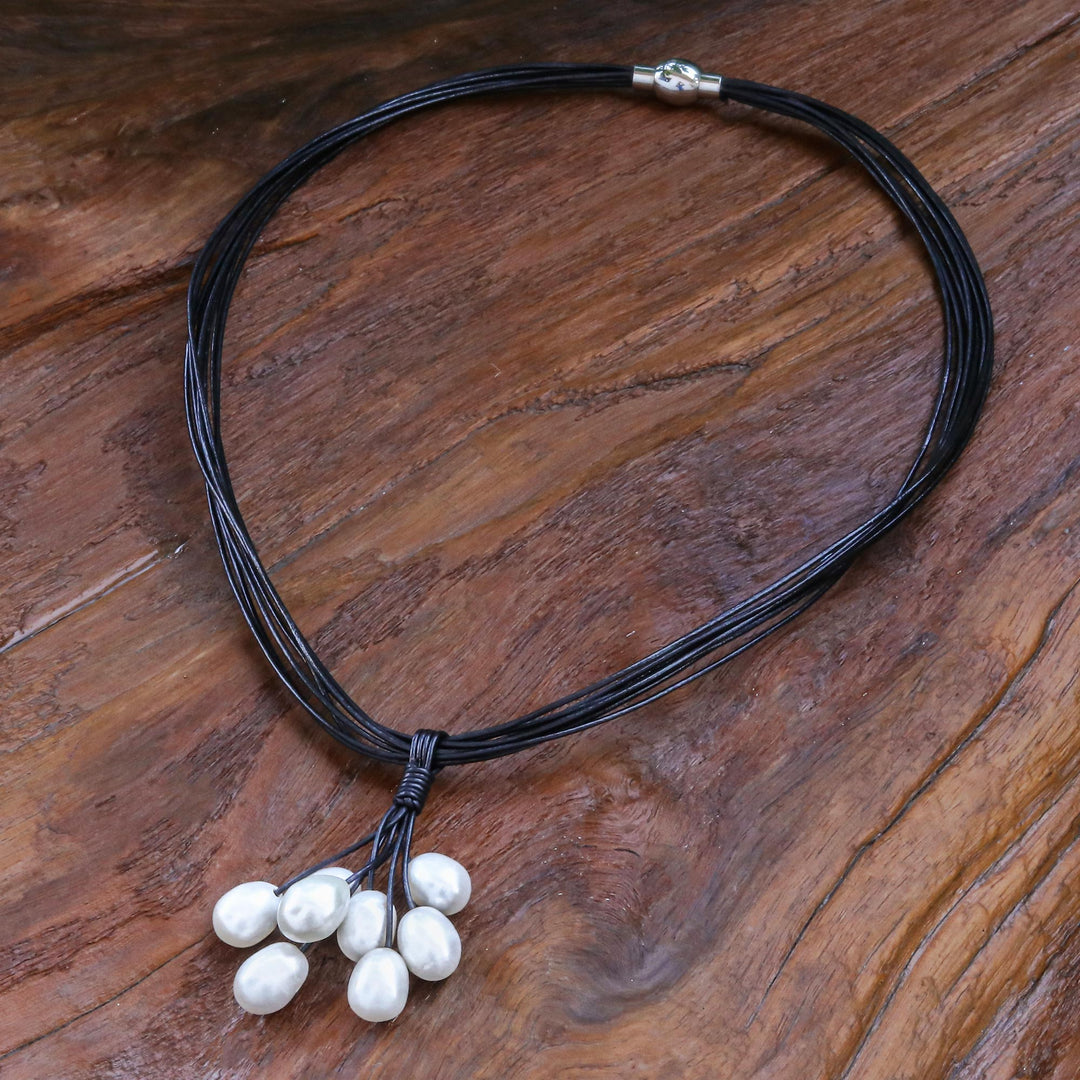 Cultured Pearl Pendant Necklace from Thailand - Frothy Waters