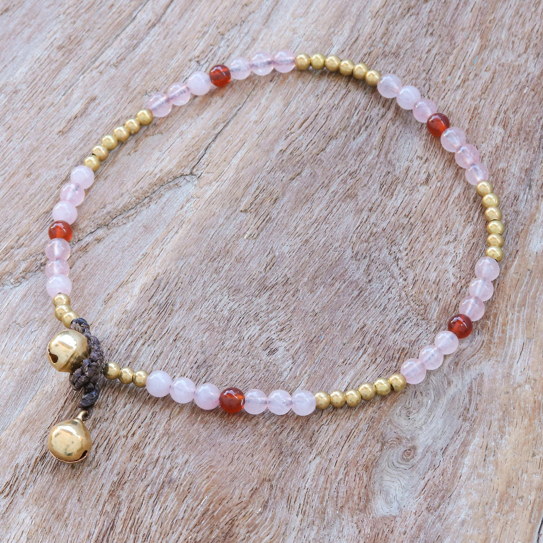 Rose Quartz and Carnelian Beaded Anklet - Sweetest Friend