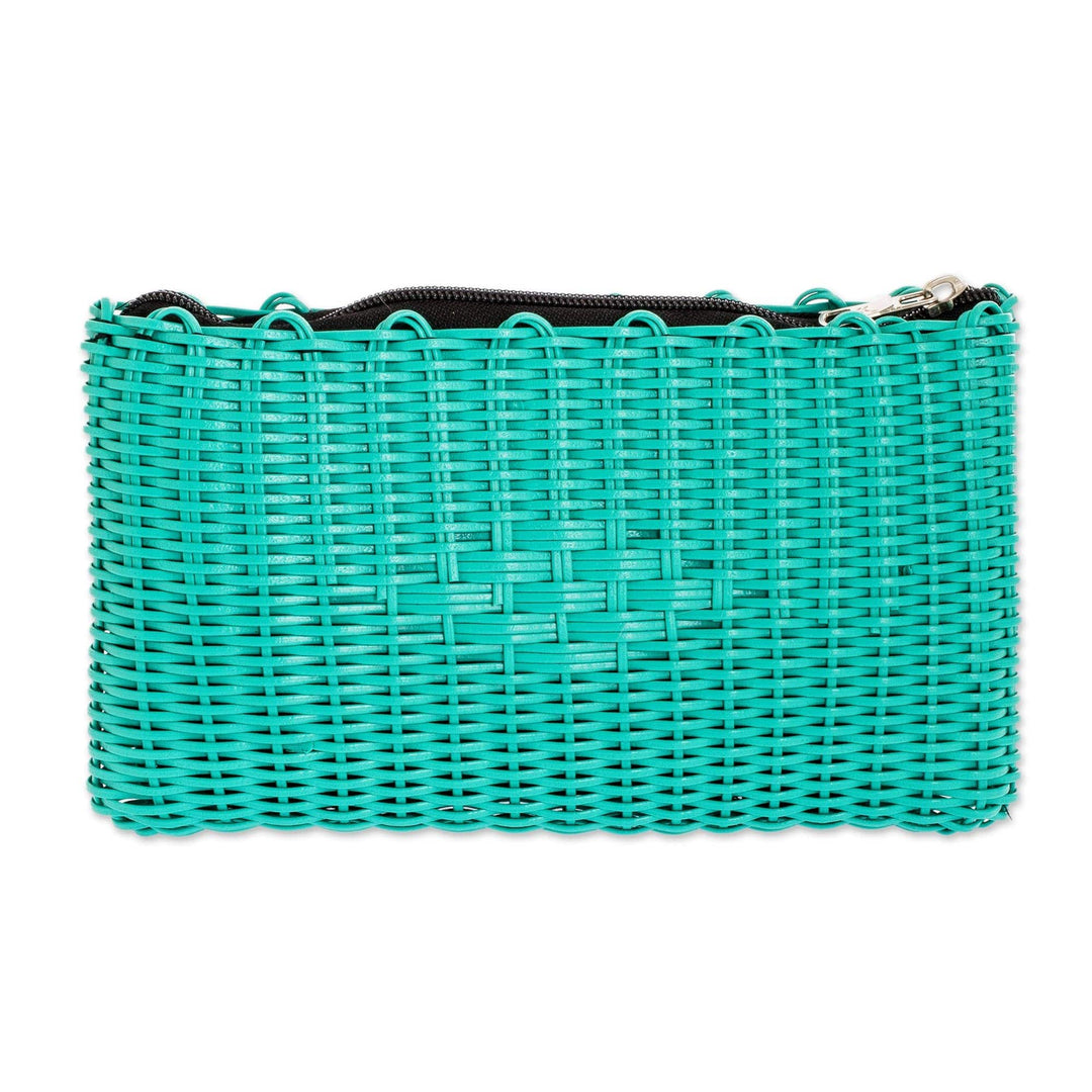 Recycled Central American Turquoise Cosmetic Bag - Textured Turquoise