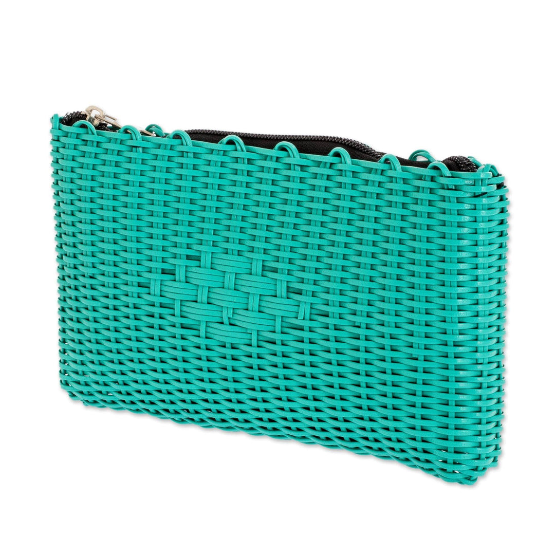 Recycled Central American Turquoise Cosmetic Bag - Textured Turquoise