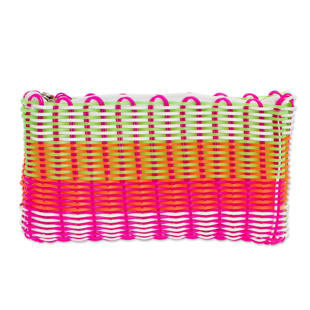 Recycled Central American Cosmetic Bag in Pink - Lollipop Swirl