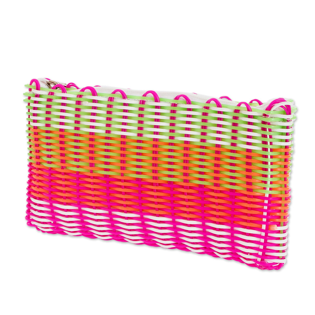 Recycled Central American Cosmetic Bag in Pink - Lollipop Swirl