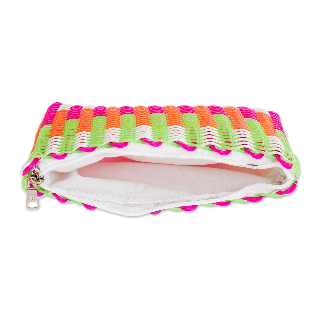 Recycled Central American Cosmetic Bag in Pink - Lollipop Swirl