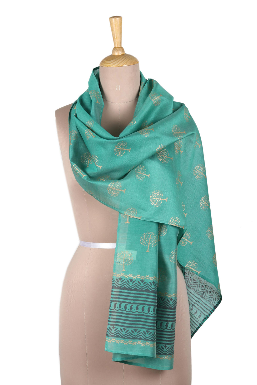 Block-Printed Cotton and Silk Shawl - Kingdom Come