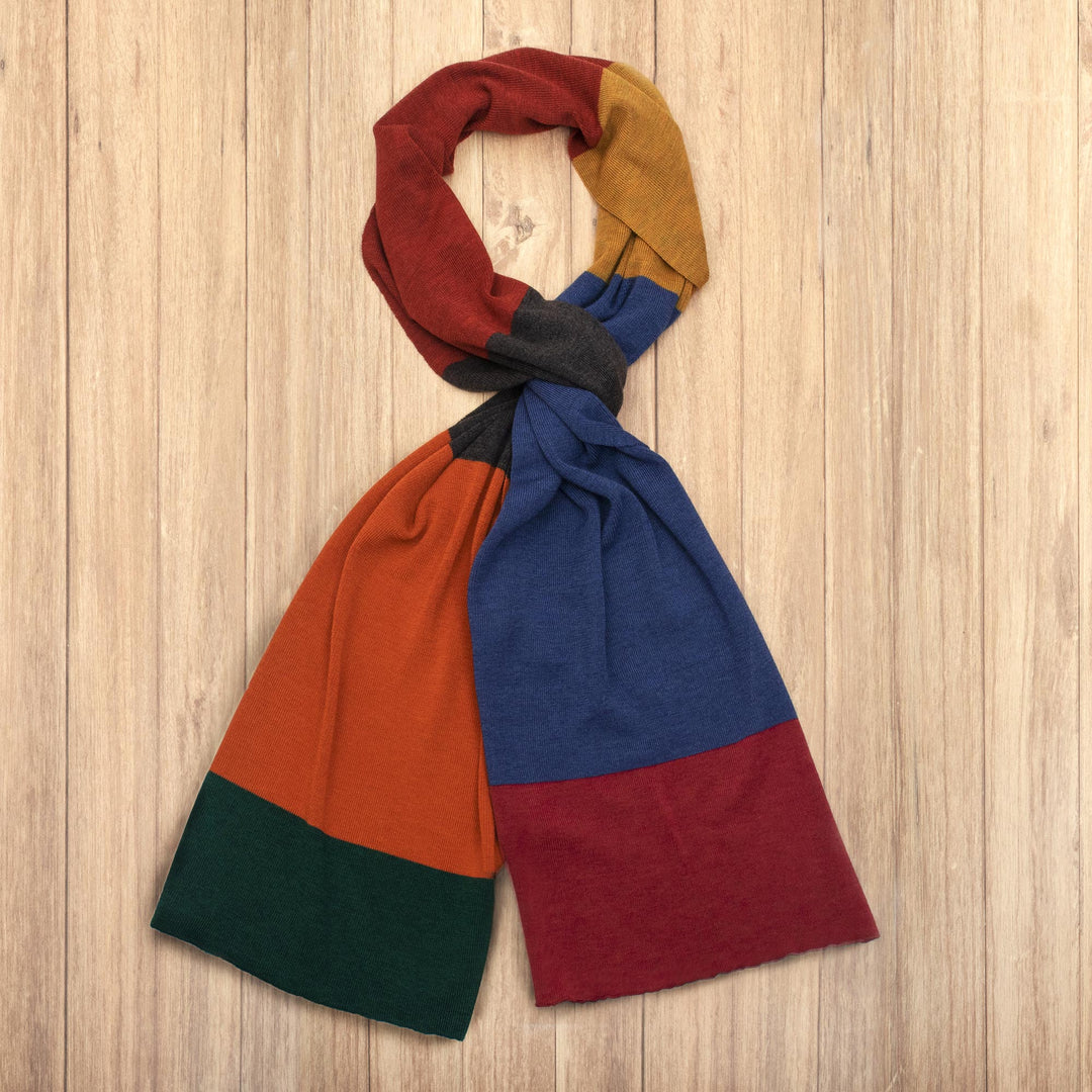 Unisex Wool Colorblock Scarf - Color Block