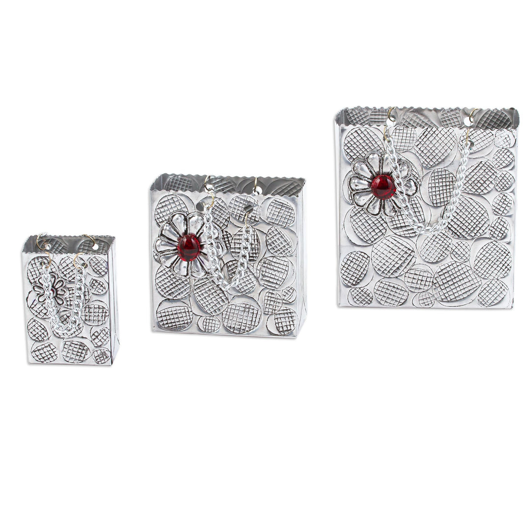 Aluminum Decorative Gift Boxes from Mexico (Set of 3) - Red Luxury