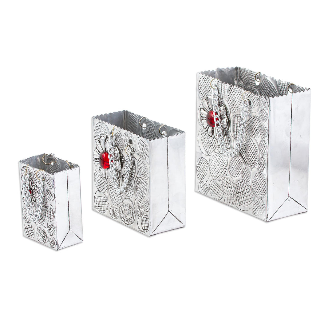 Aluminum Decorative Gift Boxes from Mexico (Set of 3) - Red Luxury