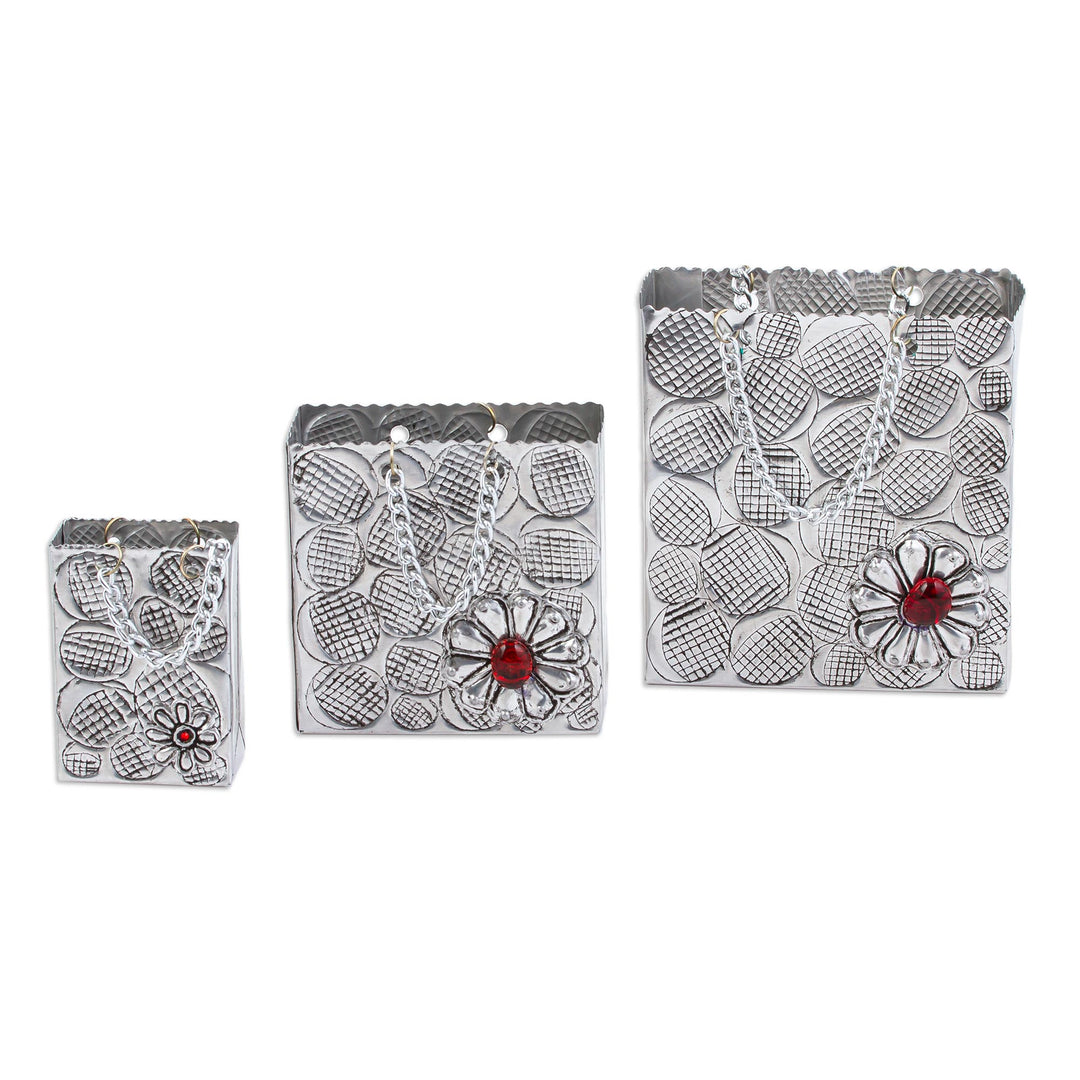 Aluminum Decorative Gift Boxes from Mexico (Set of 3) - Red Luxury