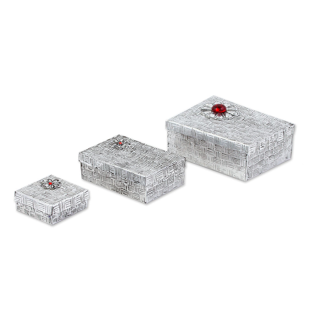 Gift Style Lidded Decorative Boxes of Aluminum (Set of 3) - Joyful Gifts