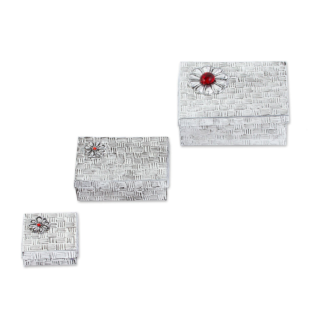 Gift Style Lidded Decorative Boxes of Aluminum (Set of 3) - Joyful Gifts