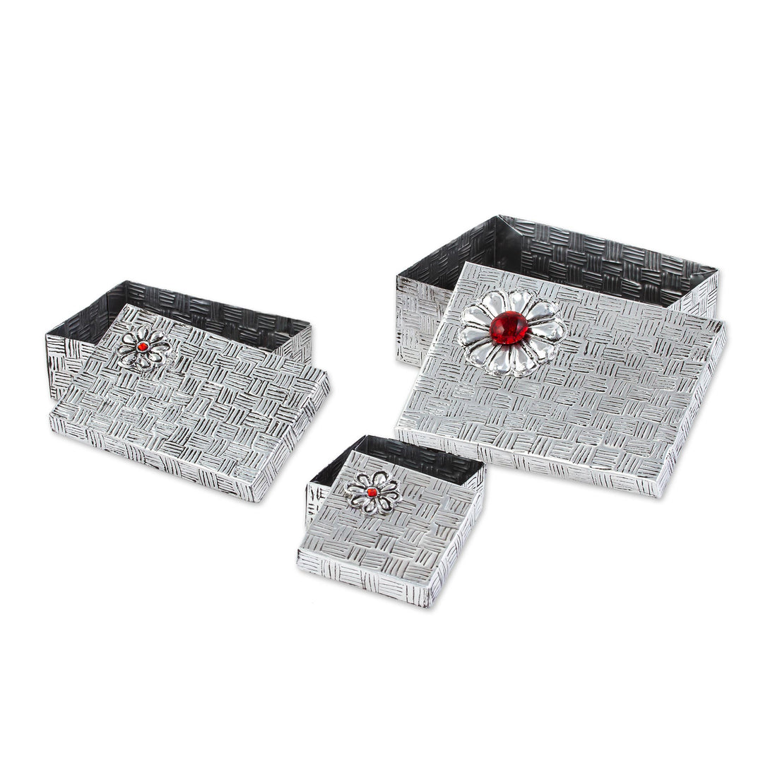 Gift Style Lidded Decorative Boxes of Aluminum (Set of 3) - Joyful Gifts