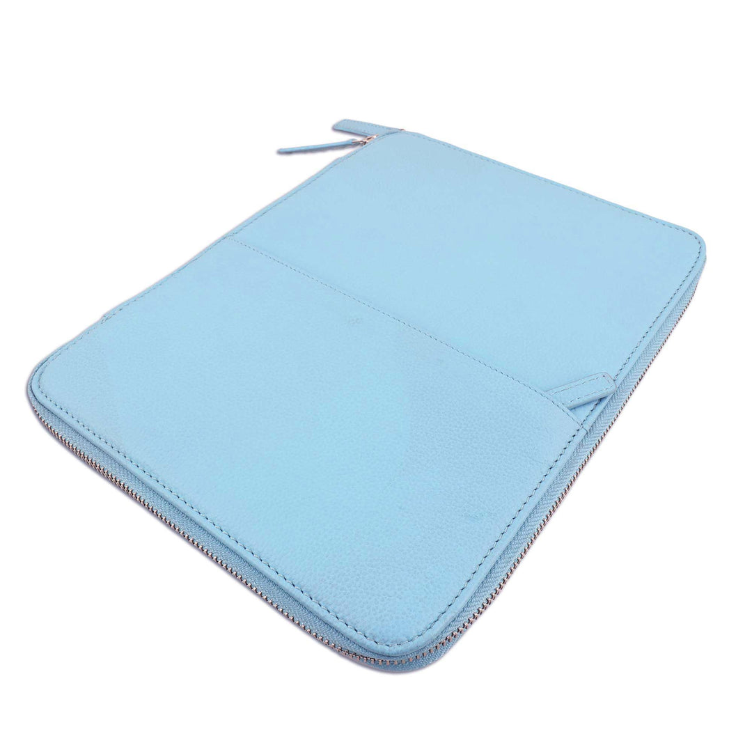 Grey Leather Travel Office Folio - Ultimate Travel Folio in Blue