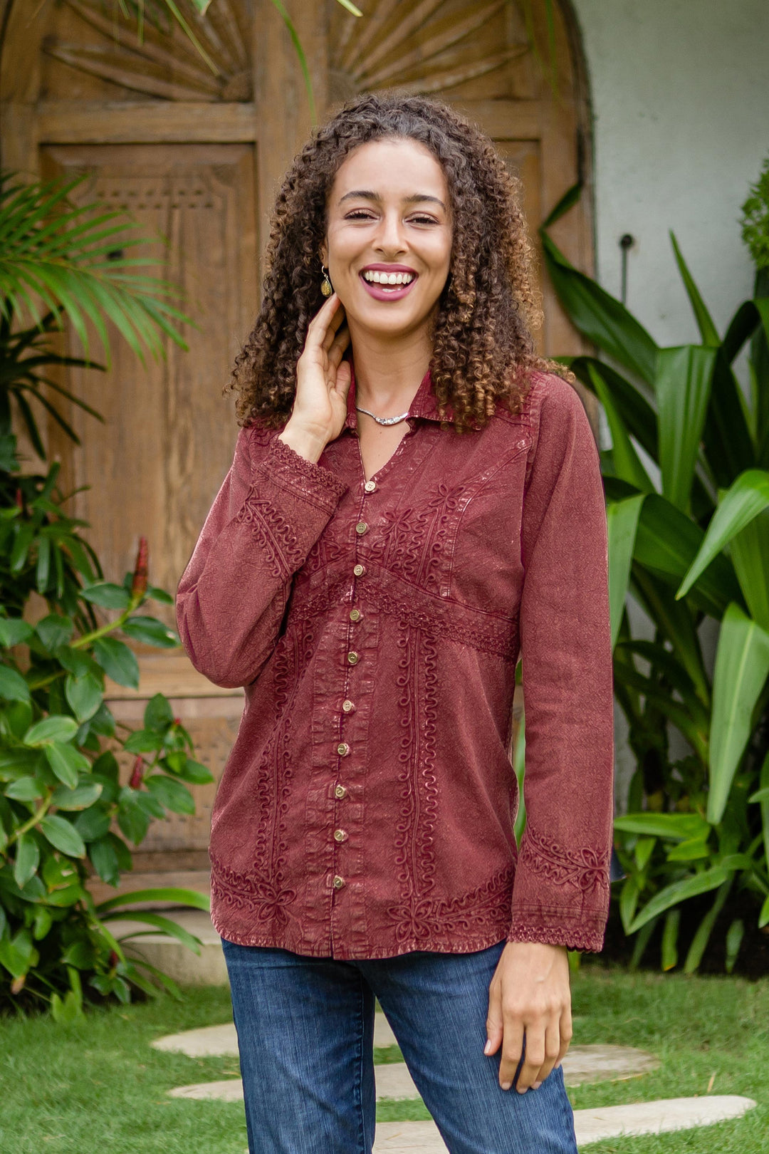 Lily of the Incas in Burgundy