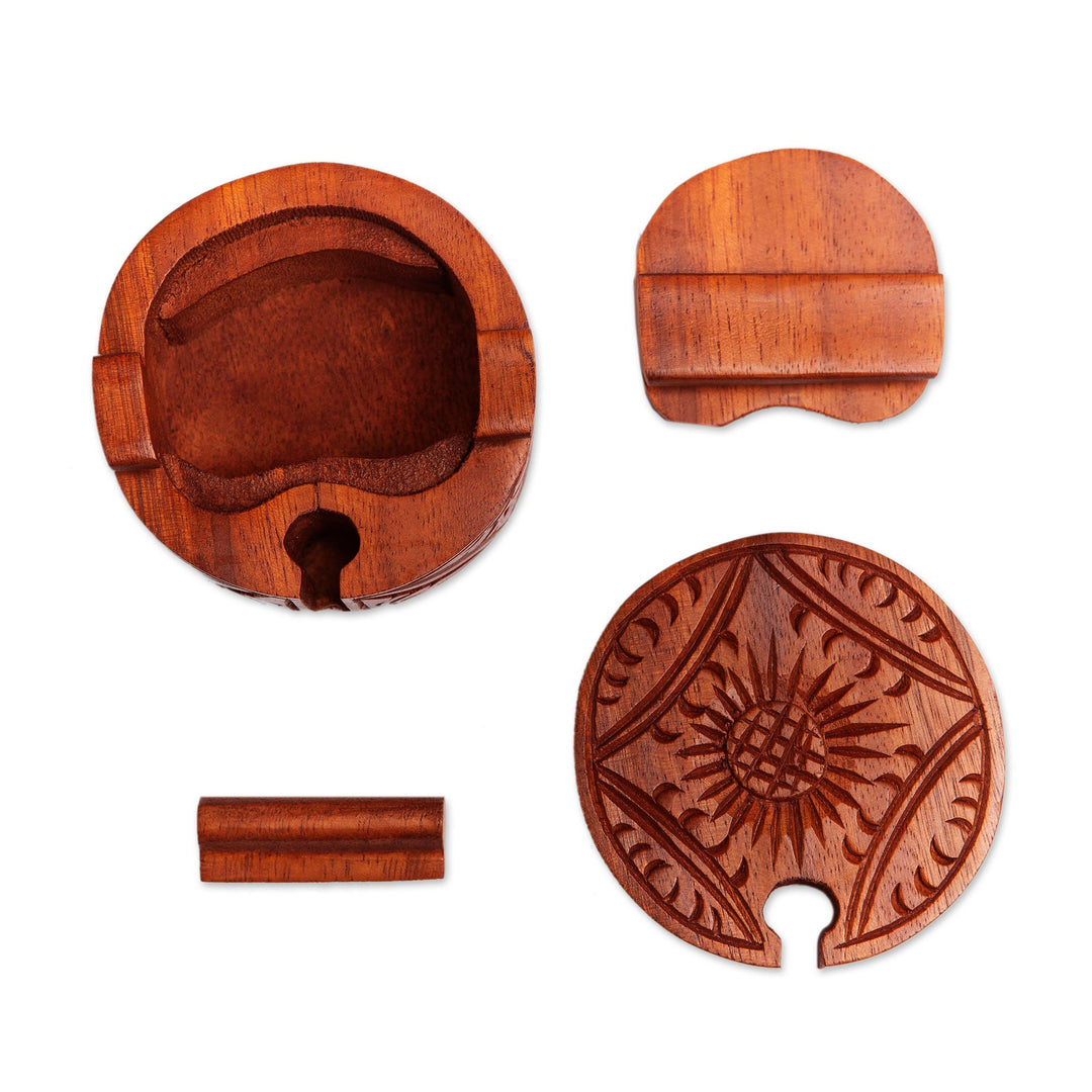 Wood Puzzle Box with Sun Engraving - Bright Sunshine