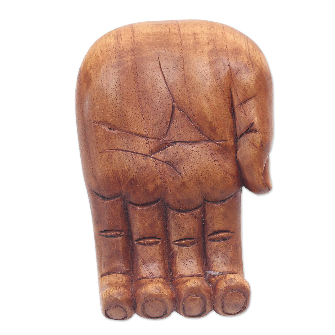 Hand Carved Jempinis Wood Phone Stand - Take My Hand