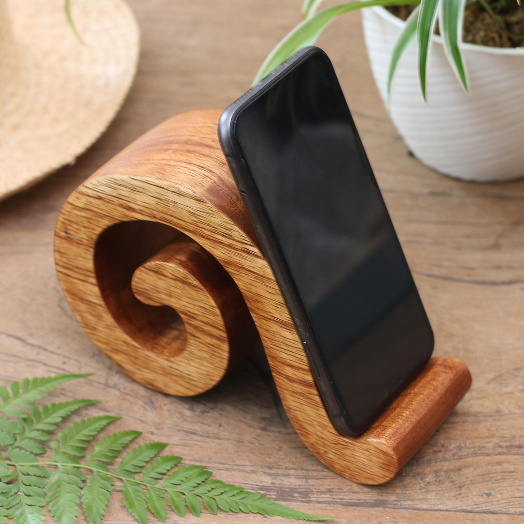 Music-Themed Wood Phone Stand from Bali - Mood Music