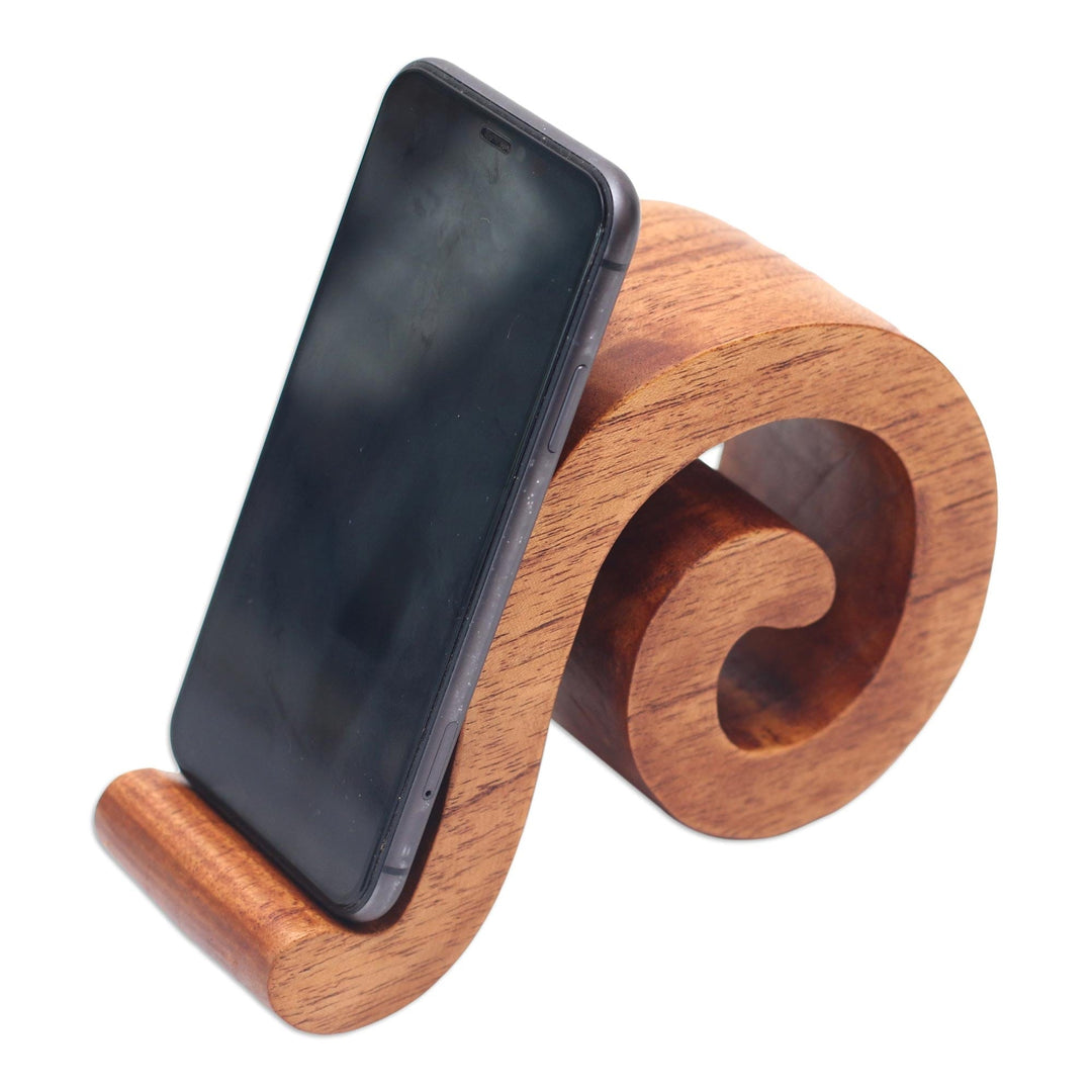 Music-Themed Wood Phone Stand from Bali - Mood Music