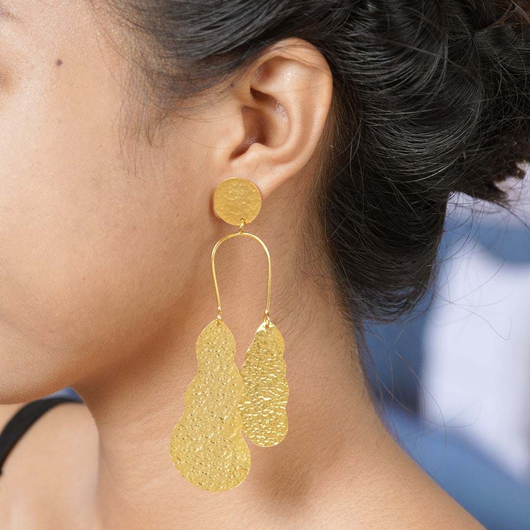 Artisan Crafted Gold-Plated Dangle Earrings - Break the Silence
