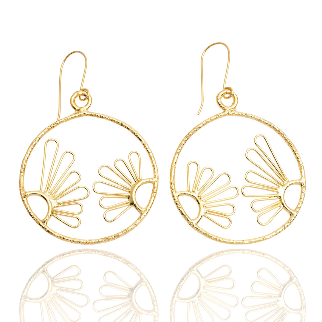 Gold-Plated Floral Dangle Earrings - In Focus