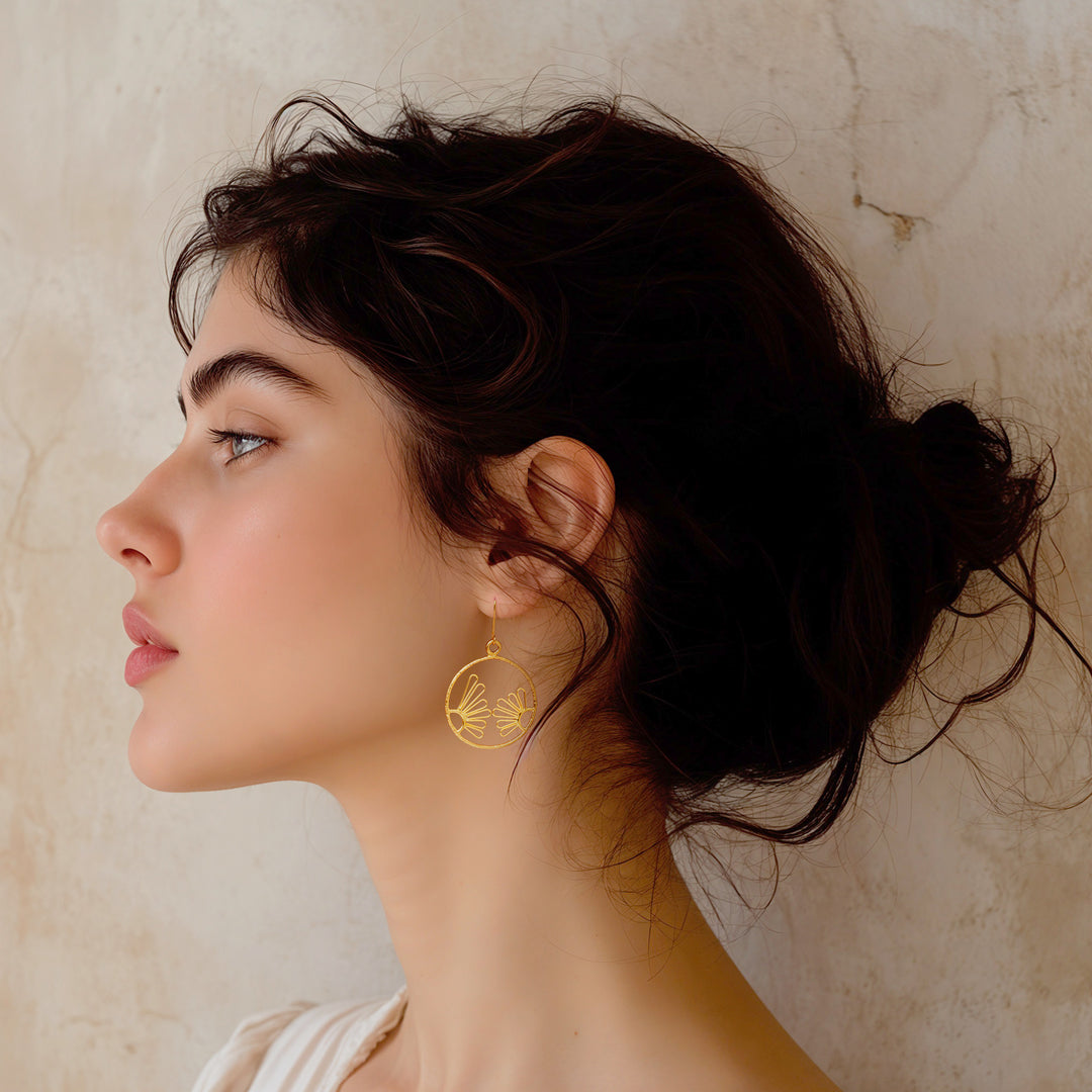 Gold-Plated Floral Dangle Earrings - In Focus