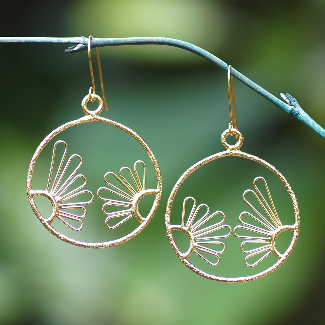 Gold-Plated Floral Dangle Earrings - In Focus