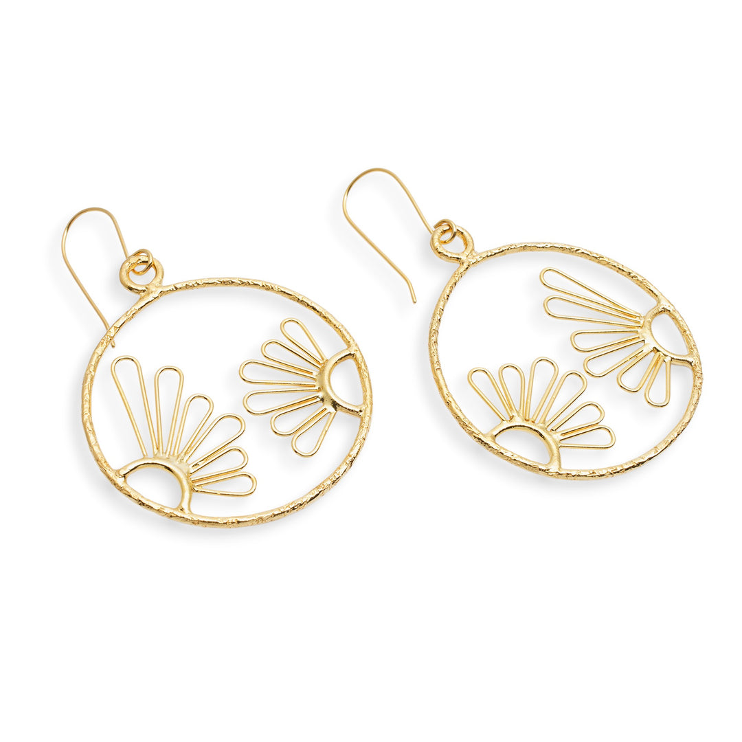Gold-Plated Floral Dangle Earrings - In Focus