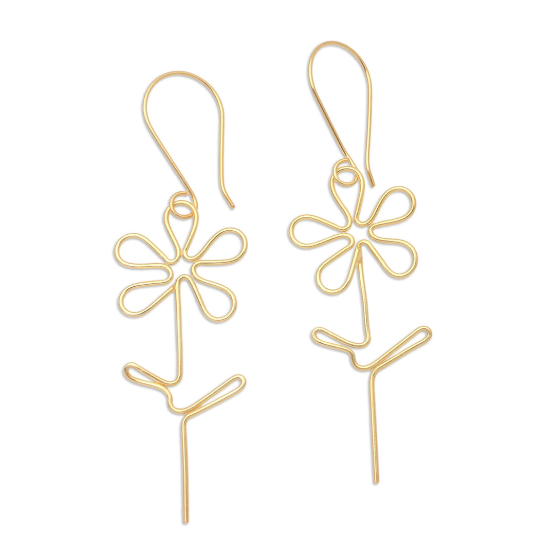 Hand Made Gold-Plated Floral Earrings - Make My Day