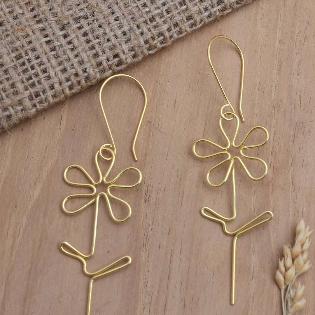 Hand Made Gold-Plated Floral Earrings - Make My Day