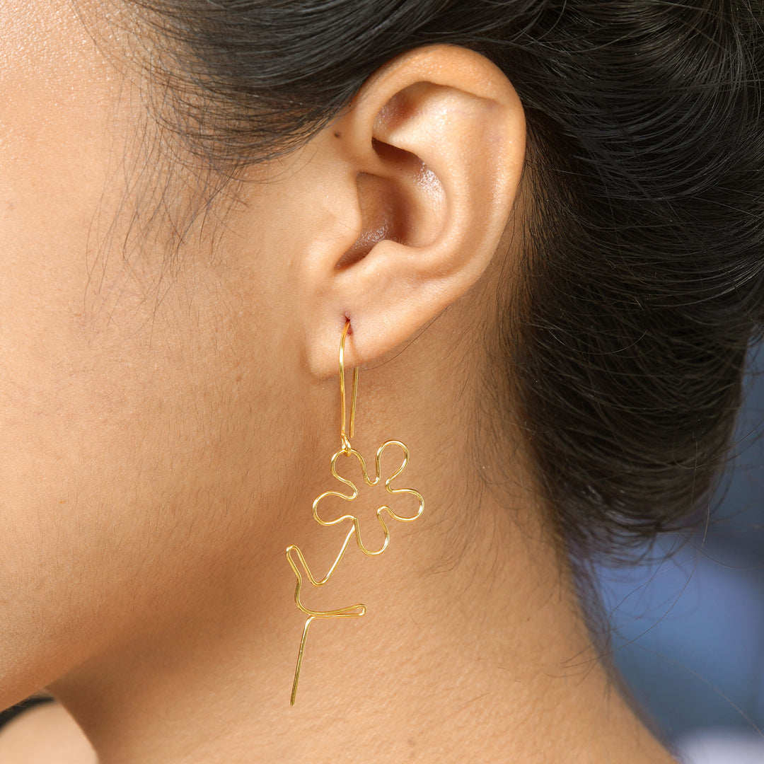 Hand Made Gold-Plated Floral Earrings - Make My Day