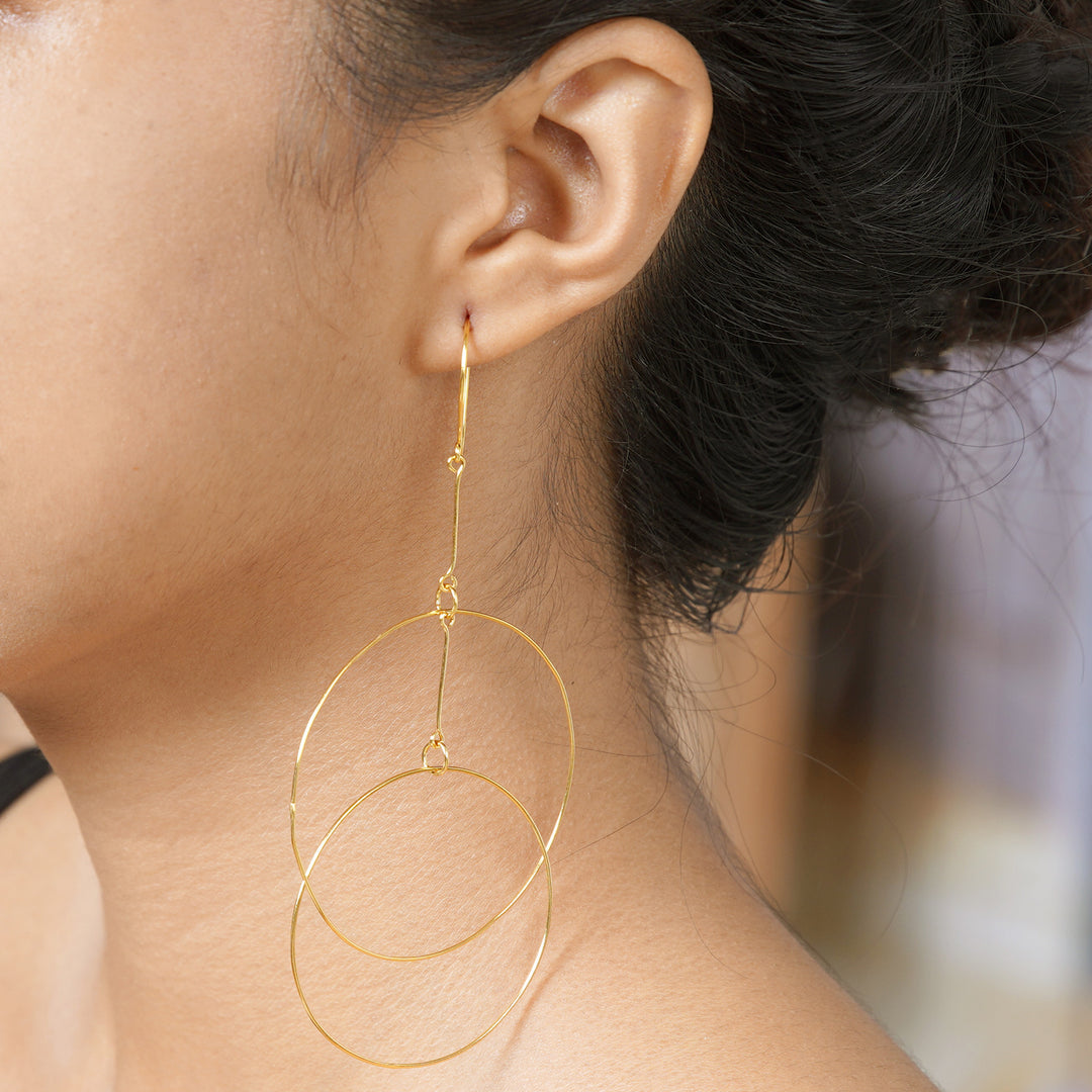 Handcrafted Gold-Plated Dangle Earrings - Layer Cake