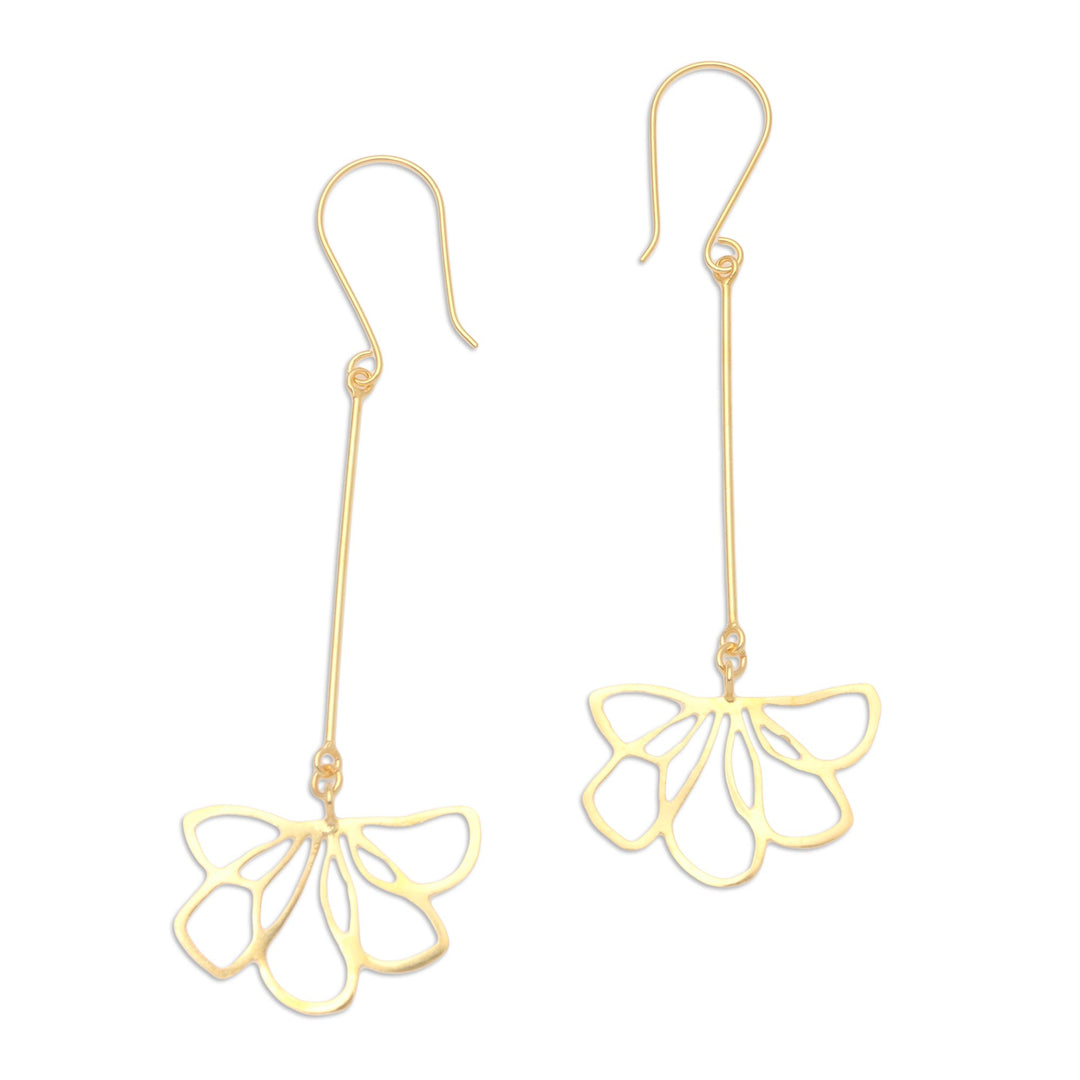Hand Crafted Gold-Plated Dangle Earrings - Finding Flowers