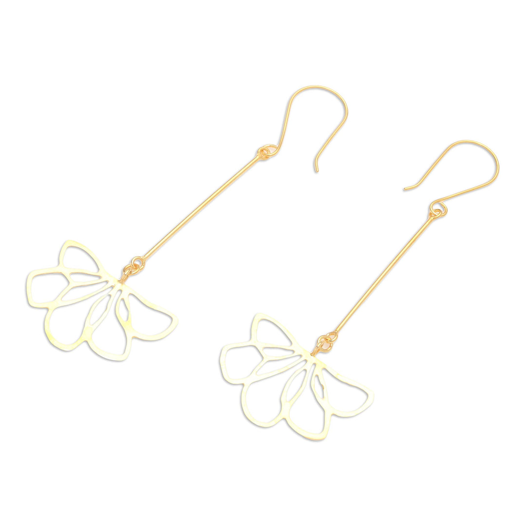 Hand Crafted Gold-Plated Dangle Earrings - Finding Flowers