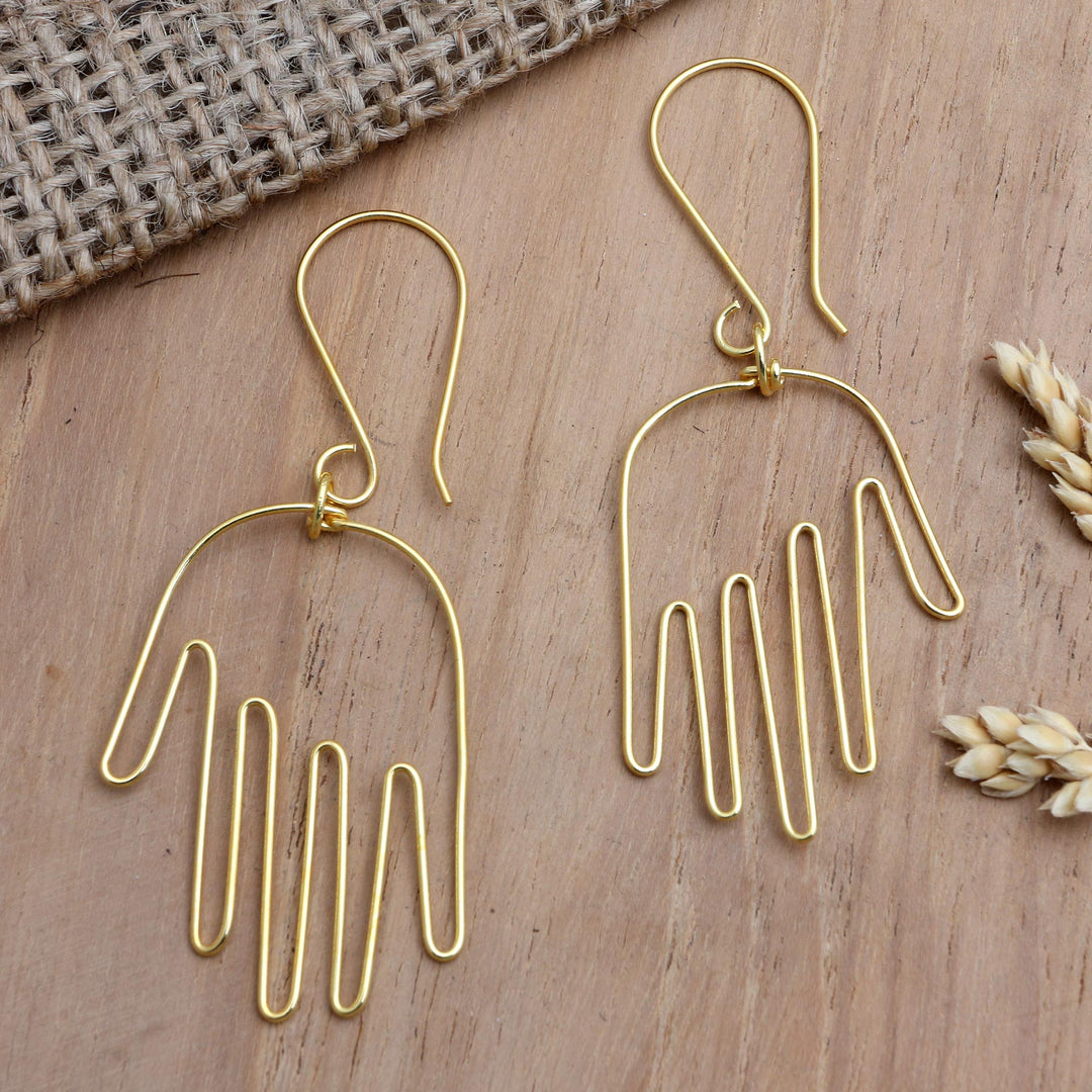 Gold-Plated Balinese Dangle Earrings - Stretch Out